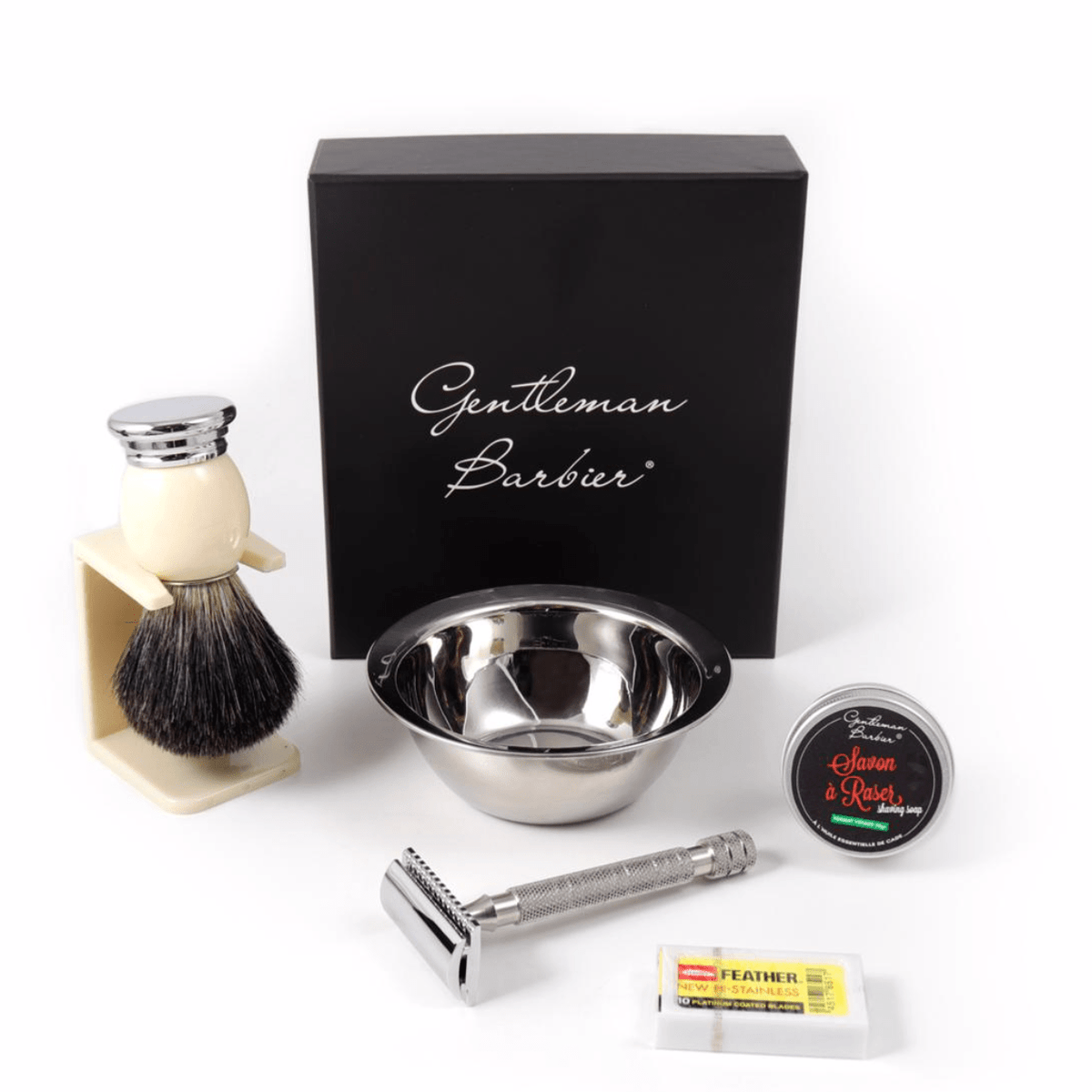 Gentleman Barbier - Kit de Rasage Complet "Résine et Inox" - 223g - Gentleman Barbier - Ethni Beauty Market